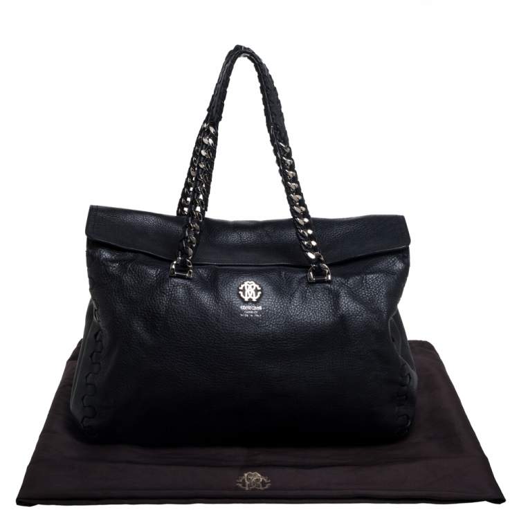 Pre Owned Roberto Cavalli Black Leather Regina Satchel
