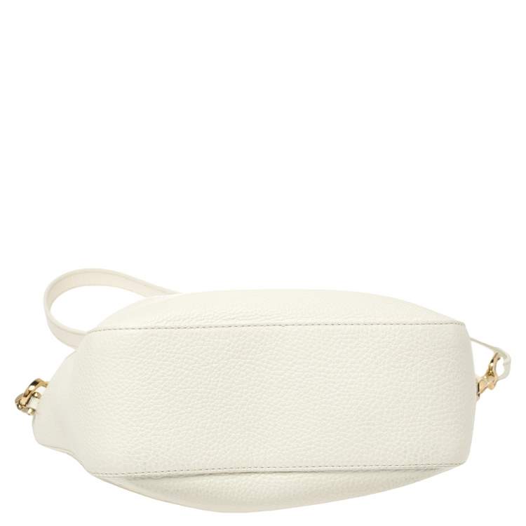 Pre Owned Roberto Cavalli White Leather Drawstring Tassel Shoulder Bag