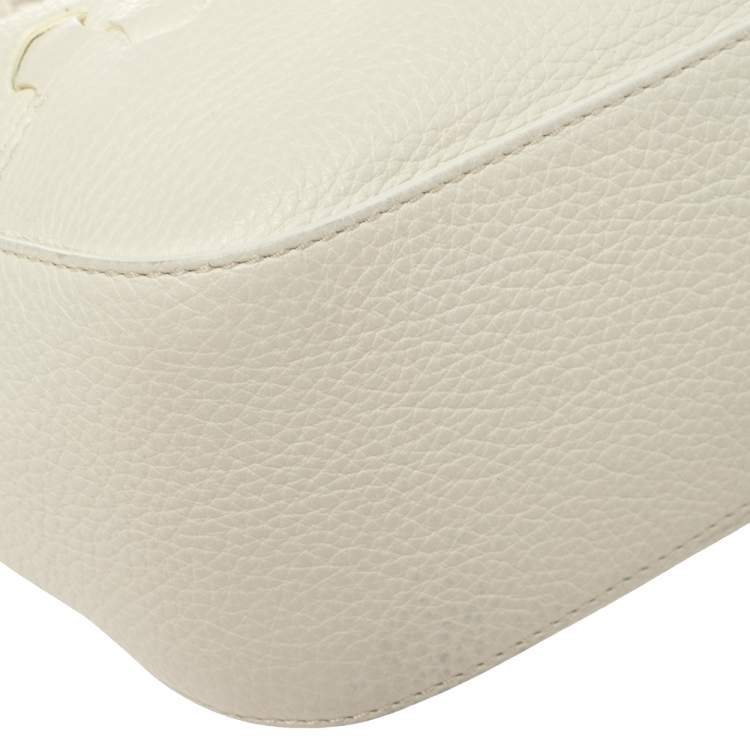 Pre Owned Roberto Cavalli White Leather Drawstring Tassel Shoulder Bag