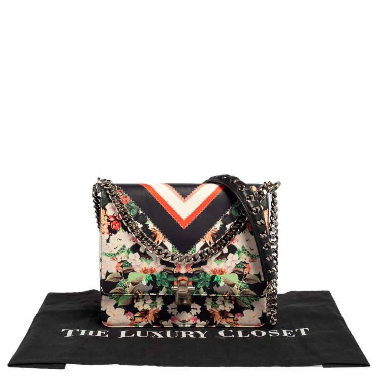 Pre Owned Roberto Cavalli Multicolor Floral Print Leather Shoulder Bag