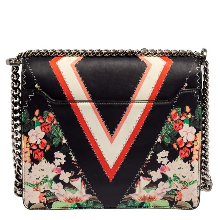 Pre Owned Roberto Cavalli Multicolor Floral Print Leather Shoulder Bag