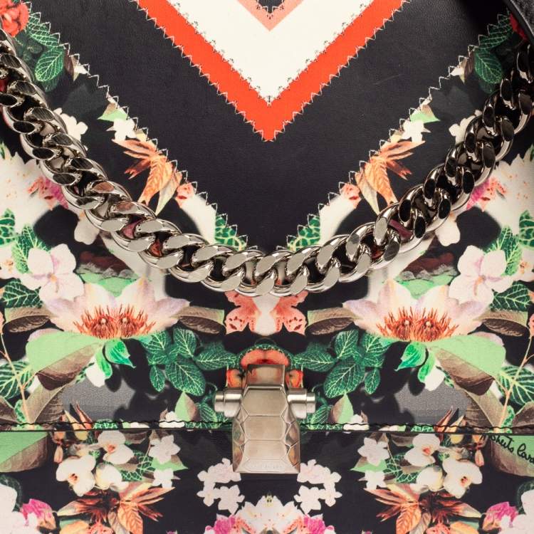 Pre Owned Roberto Cavalli Multicolor Floral Print Leather Shoulder Bag