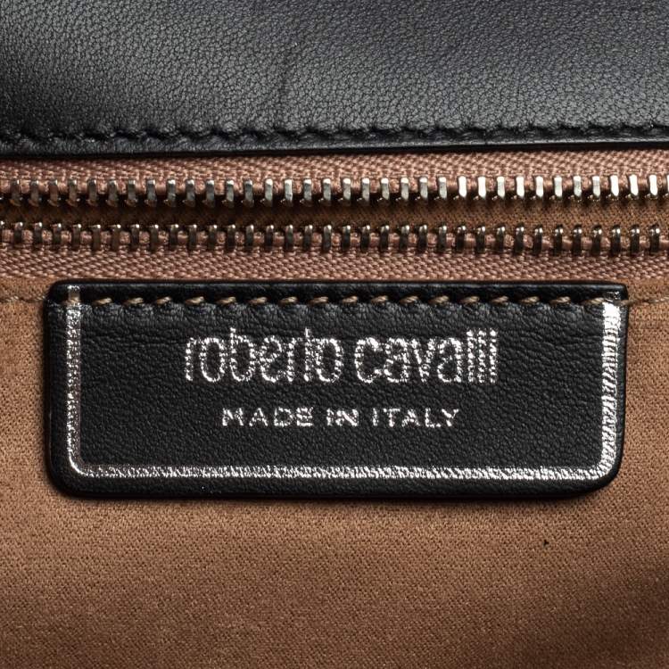 Pre Owned Roberto Cavalli Multicolor Floral Print Leather Shoulder Bag