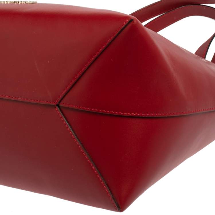 Pre Owned Roberto Cavalli Red Leather Flap Tote