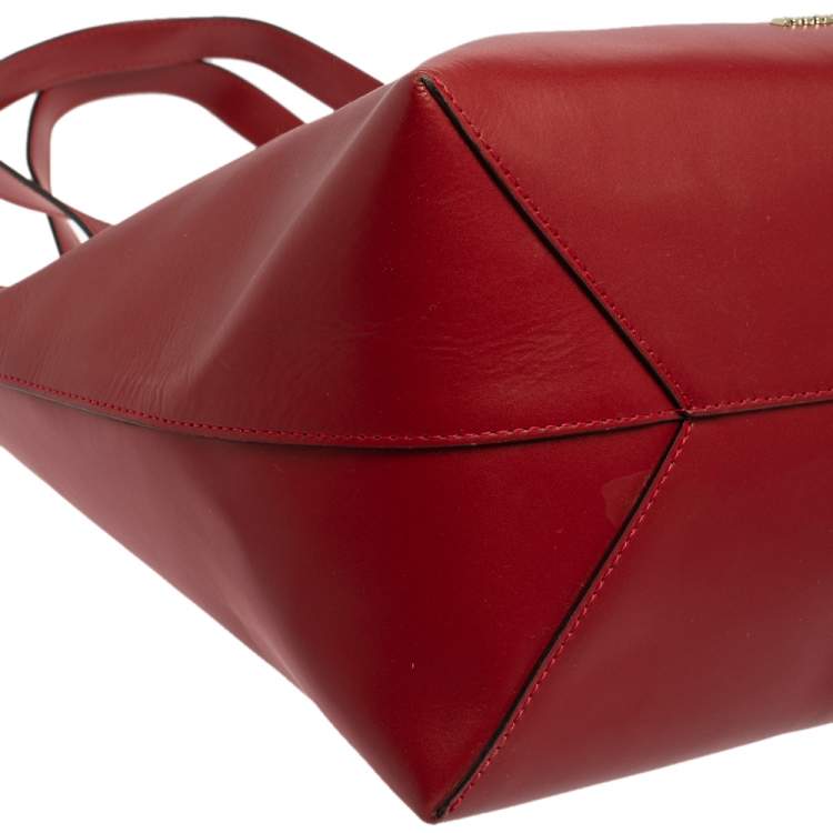 Pre Owned Roberto Cavalli Red Leather Flap Tote