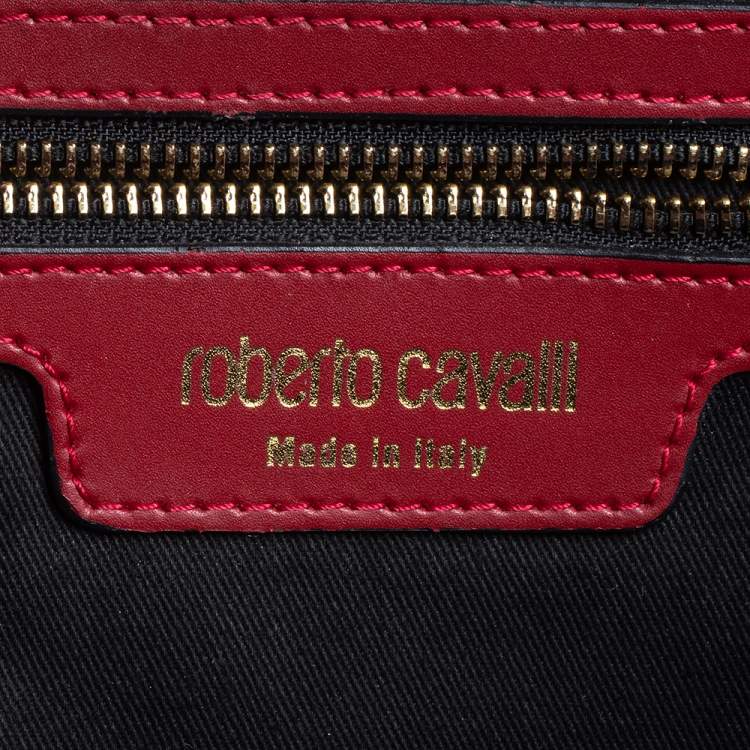 Pre Owned Roberto Cavalli Red Leather Flap Tote