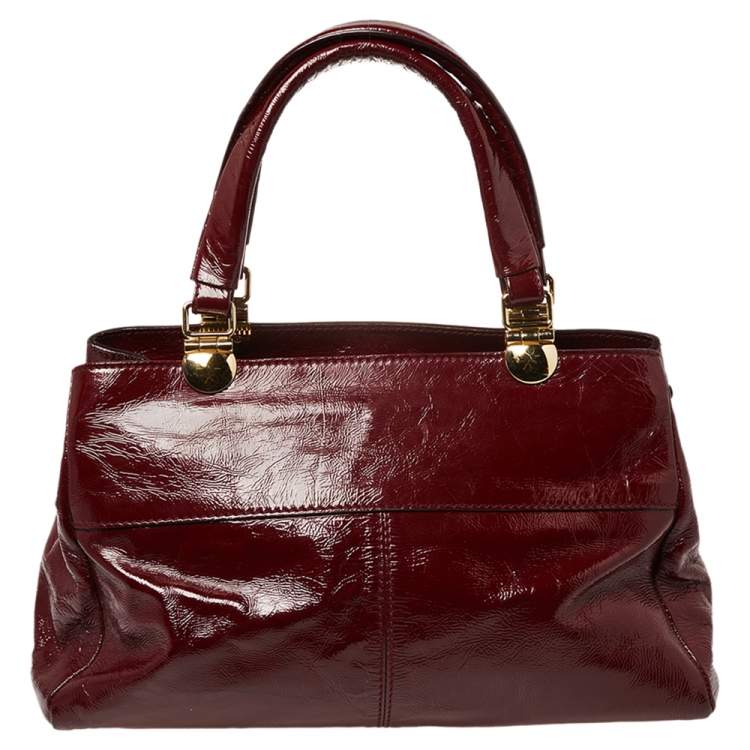 Pre Owned Roberto Cavalli Burgundy Patent Leather Shoulder Bag
