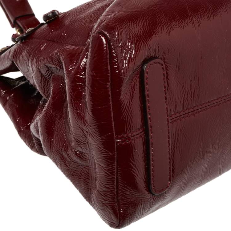 Pre Owned Roberto Cavalli Burgundy Patent Leather Shoulder Bag