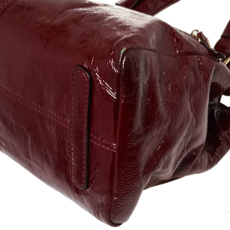 Pre Owned Roberto Cavalli Burgundy Patent Leather Shoulder Bag