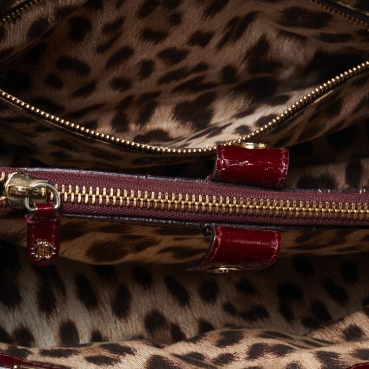 Pre Owned Roberto Cavalli Burgundy Patent Leather Shoulder Bag