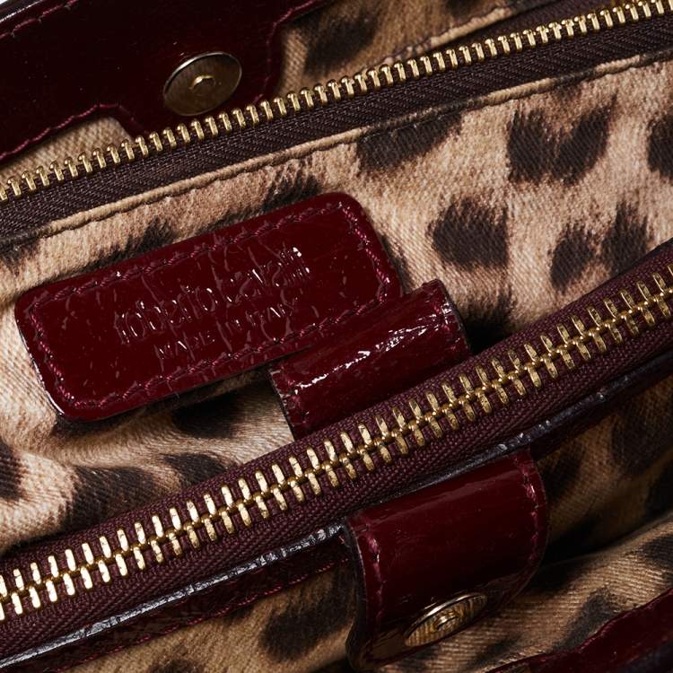 Pre Owned Roberto Cavalli Burgundy Patent Leather Shoulder Bag