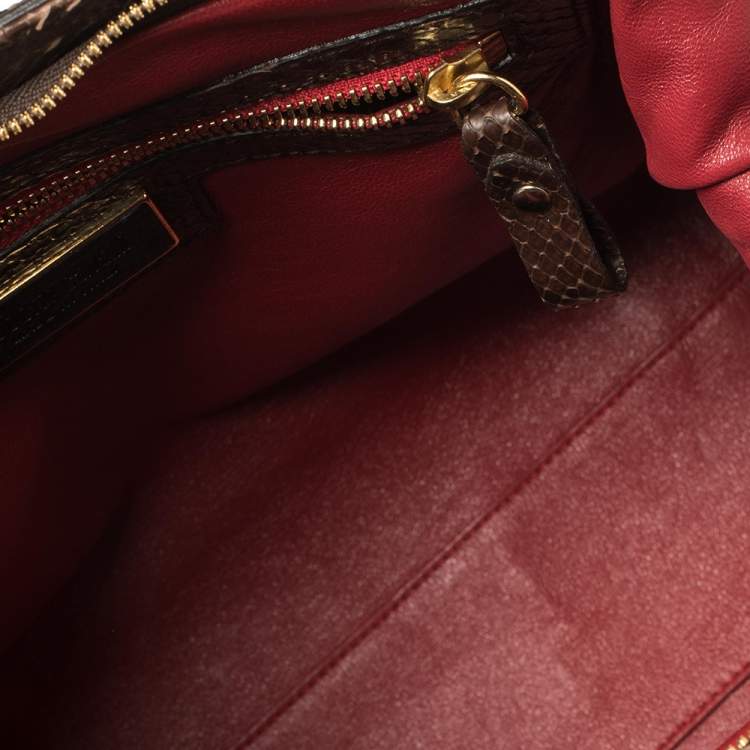 Pre Owned Roberto Cavalli Brown Studded Python Satchel