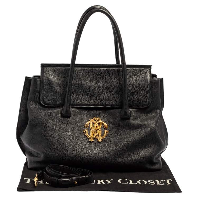 مملوكة مسبقًا Roberto Cavalli Black Leather Satchel