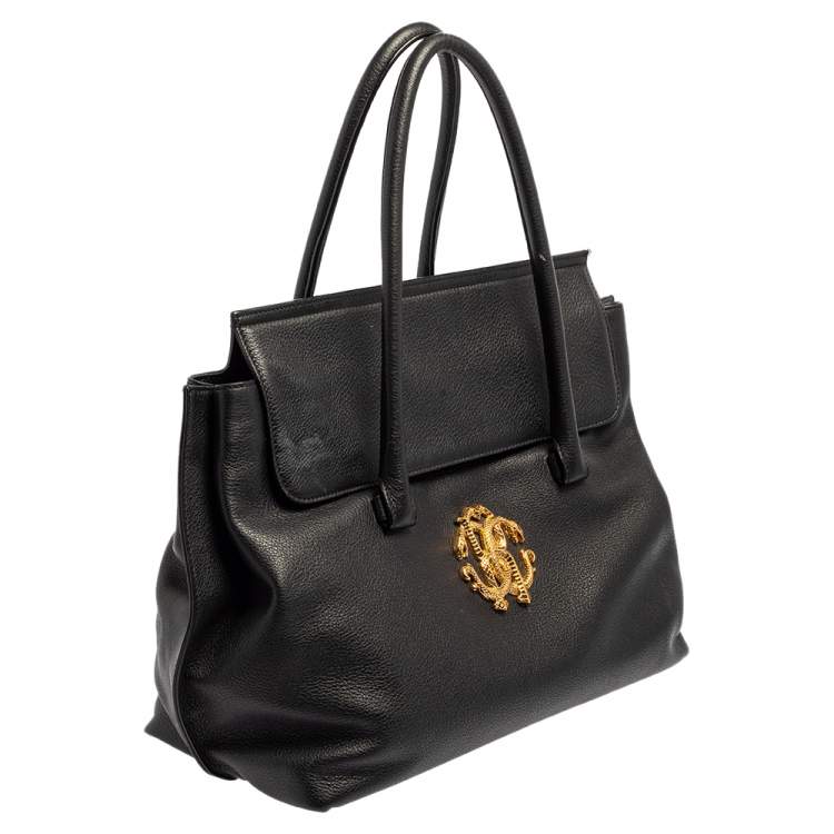 مملوكة مسبقًا Roberto Cavalli Black Leather Satchel