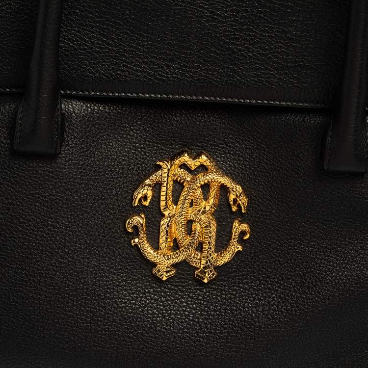 مملوكة مسبقًا Roberto Cavalli Black Leather Satchel