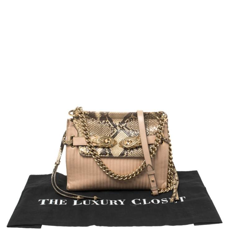 Pre Owned Roberto Cavalli Multicolor Leather And Snakeskin 'Onewish' Shoulder Bag
