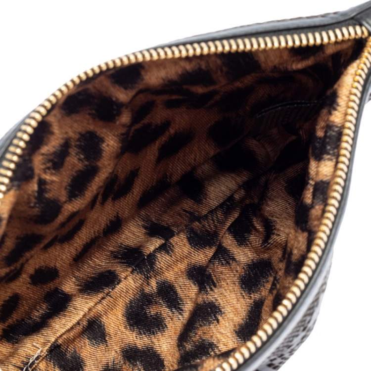 Pre Owned Roberto Cavalli Black Perforated Leather Pouch