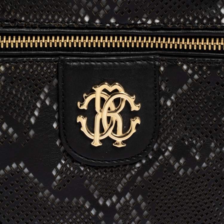Pre Owned Roberto Cavalli Black Perforated Leather Pouch