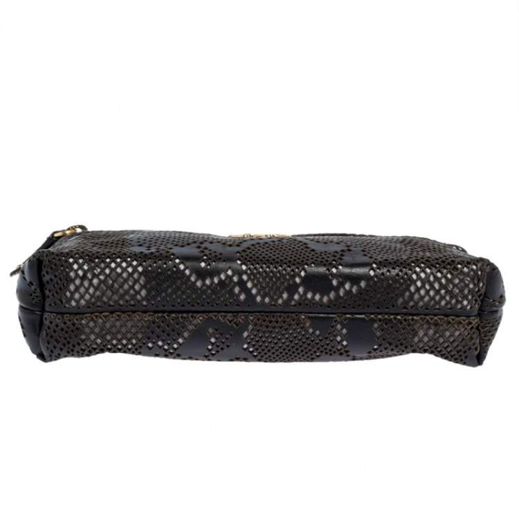 Pre Owned Roberto Cavalli Black Perforated Leather Pouch