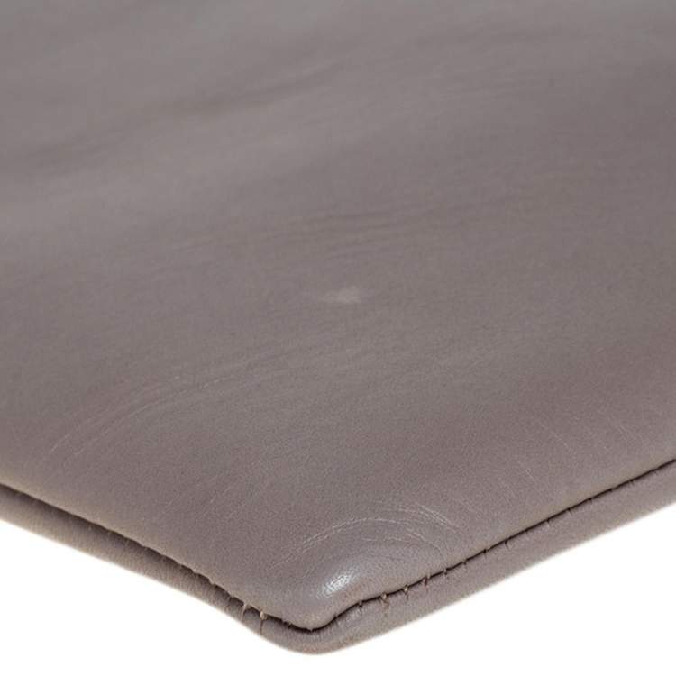 Pre Owned Roberto Cavalli Grey Leather Zip Pouch