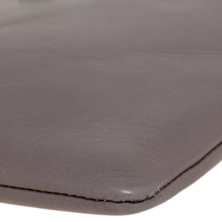 Pre Owned Roberto Cavalli Grey Leather Zip Pouch