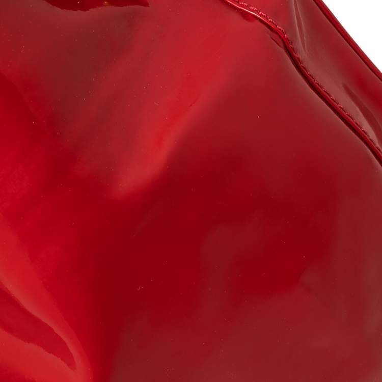 Pre Owned Roberto Cavalli Red Patent Leather Logo Hobo