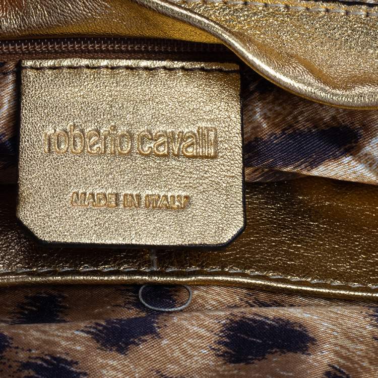 Pre Owned Roberto Cavalli Black Faux Fur and Snakeskin Flap Hobo
