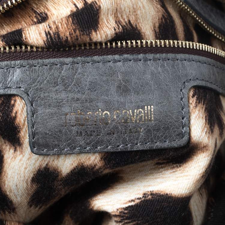 Pre Owned Roberto Cavalli Grey Leather Satchel