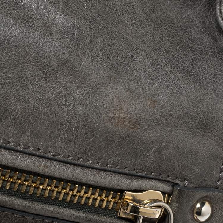 Pre Owned Roberto Cavalli Grey Leather Satchel
