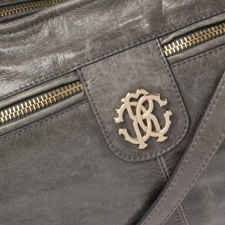 Pre Owned Roberto Cavalli Grey Leather Satchel
