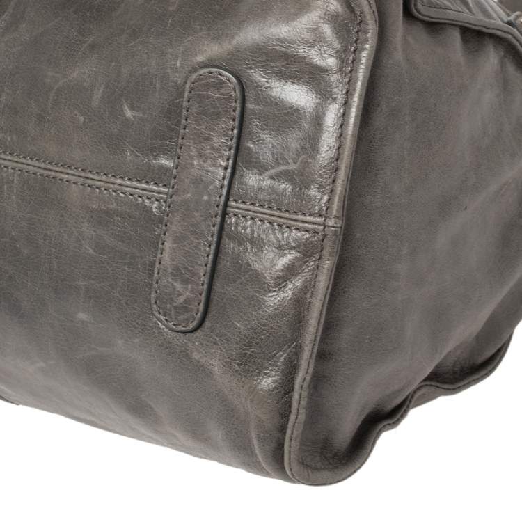 Pre Owned Roberto Cavalli Grey Leather Satchel