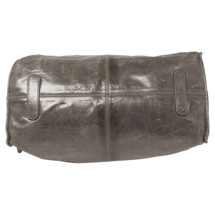 Pre Owned Roberto Cavalli Grey Leather Satchel