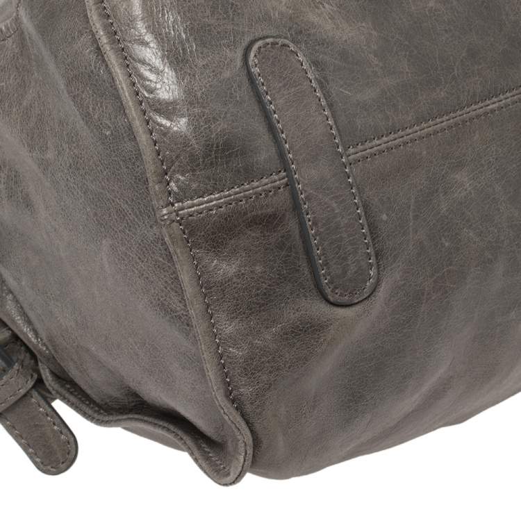 Pre Owned Roberto Cavalli Grey Leather Satchel