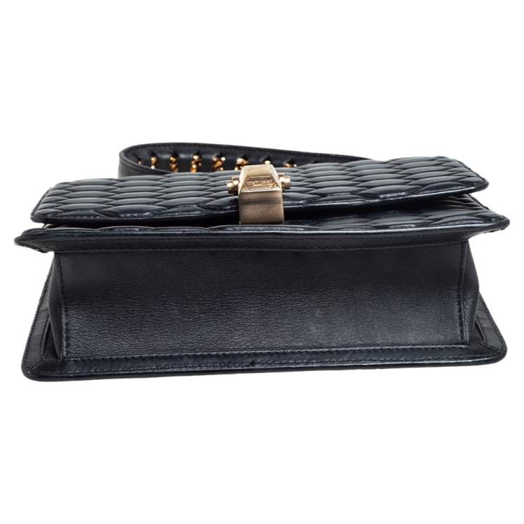 Pre Owned Roberto Cavalli Black Python Quilted Leather Crossbody Bag