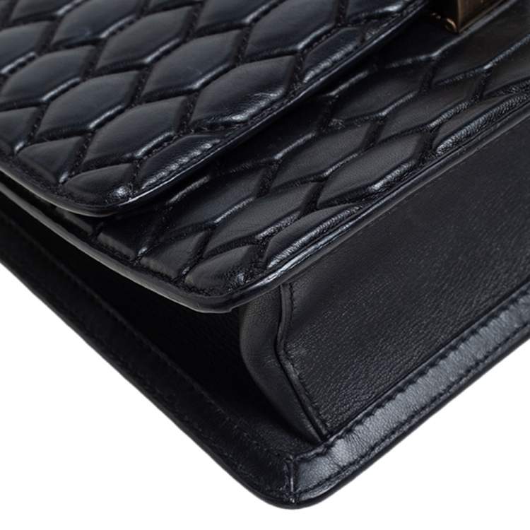 Pre Owned Roberto Cavalli Black Python Quilted Leather Crossbody Bag