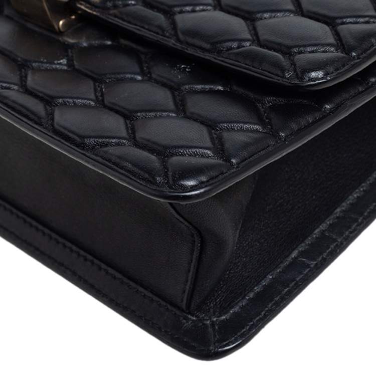 Pre Owned Roberto Cavalli Black Python Quilted Leather Crossbody Bag