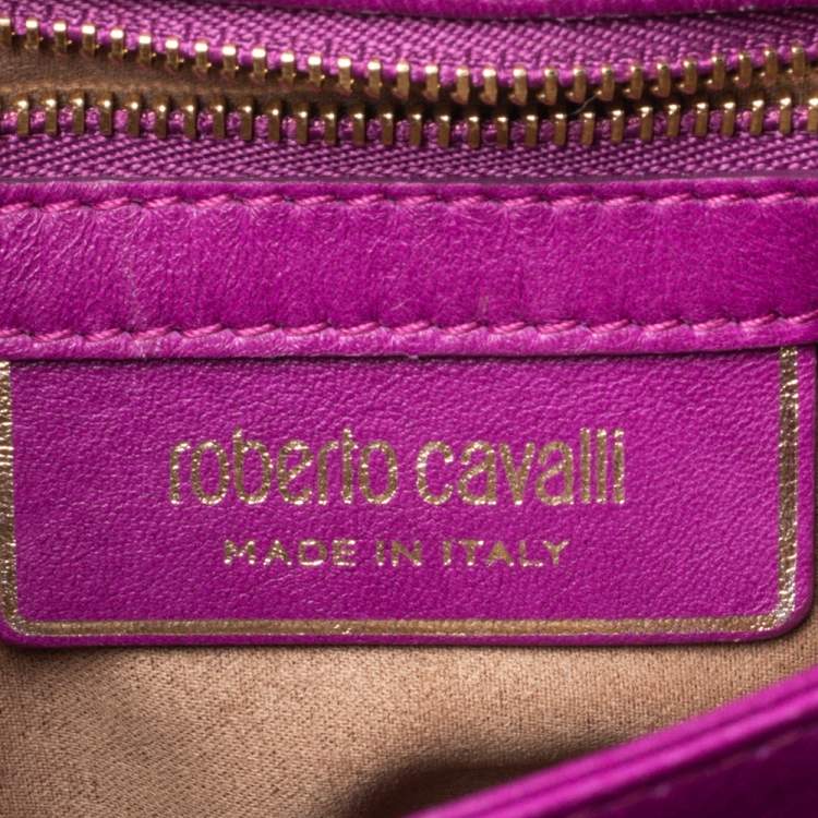 Pre Owned Roberto Cavalli Pink Suede Fringe Chain Shoulder Bag