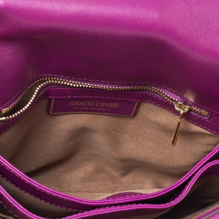 Pre Owned Roberto Cavalli Pink Suede Fringe Chain Shoulder Bag
