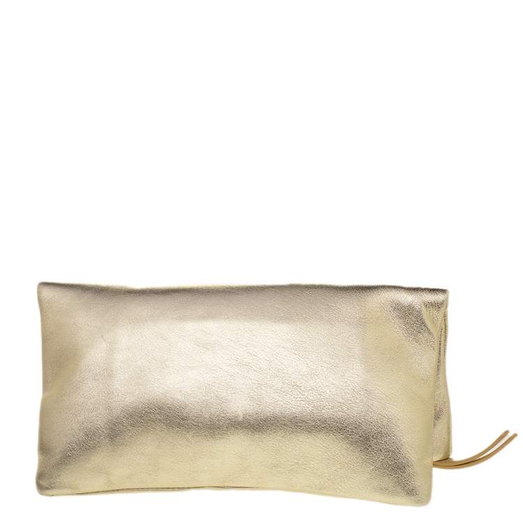 Pre Owned Roberto Cavalli Metallic Gold Crystal Flower Embellished Clutch