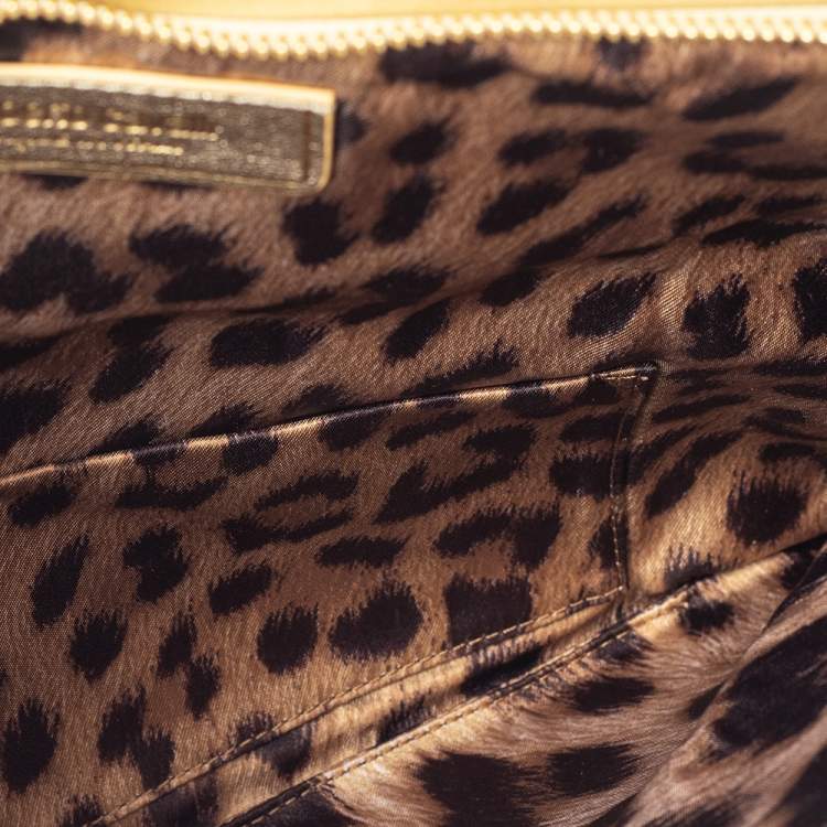 Pre Owned Roberto Cavalli Metallic Gold Crystal Flower Embellished Clutch