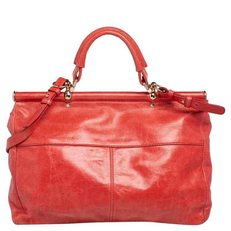 Pre Owned Roberto Cavalli Orange Leather Multiple Pocket Top Handle Bag