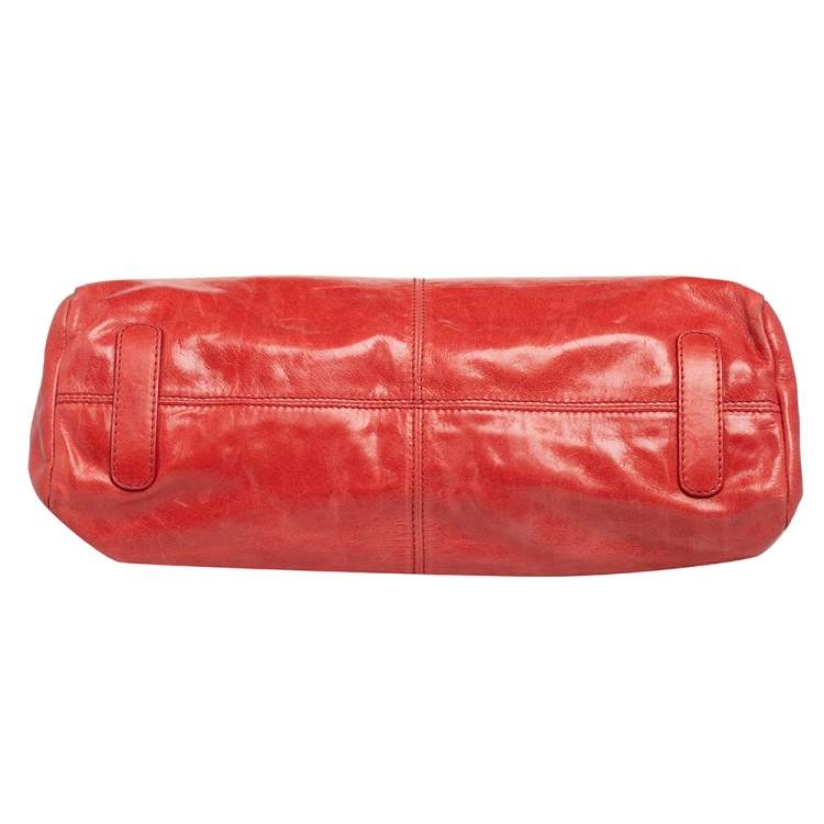 Pre Owned Roberto Cavalli Orange Leather Multiple Pocket Top Handle Bag