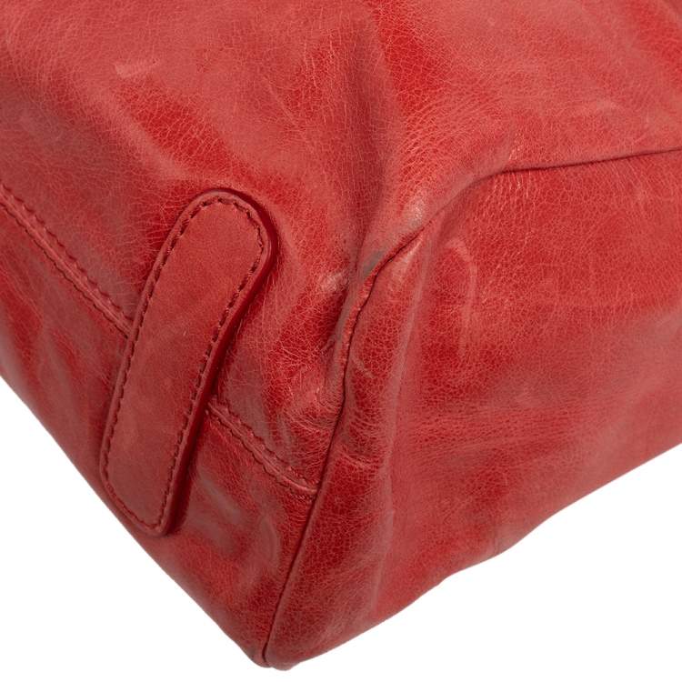Pre Owned Roberto Cavalli Orange Leather Multiple Pocket Top Handle Bag
