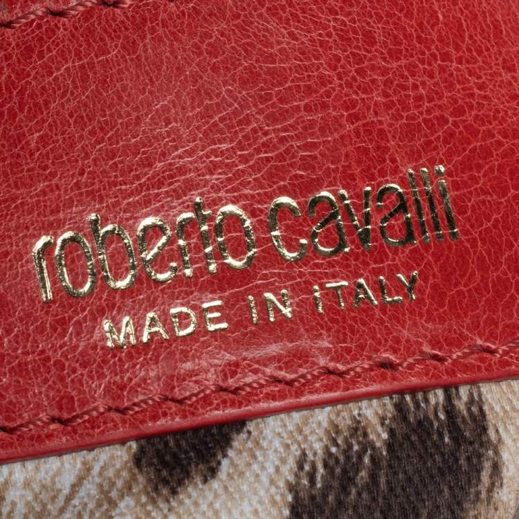 Pre Owned Roberto Cavalli Orange Leather Multiple Pocket Top Handle Bag