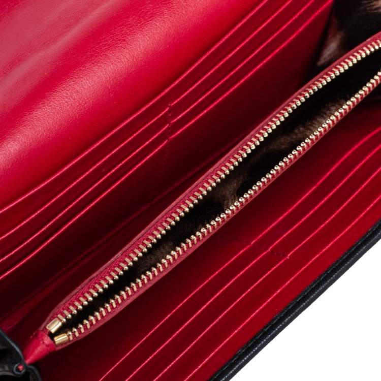 Pre Owned Roberto Cavalli Black Quilted Leather Flap Continental Wallet