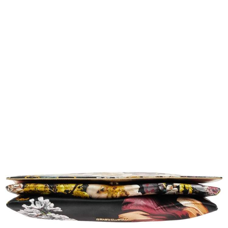Pre Owned Roberto Cavalli Black Floral Print Satin Shoulder Bag