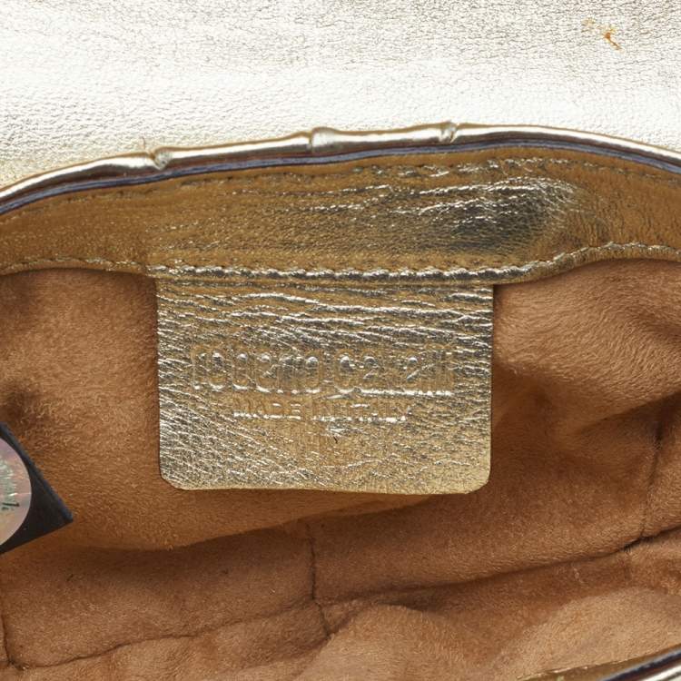 Pre Owned Roberto Cavalli Metallic Gold Patent Leather Chain Pochette