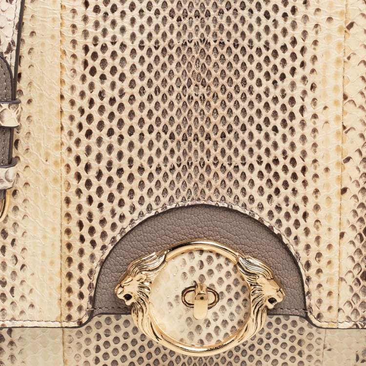Pre Owned Roberto Cavalli Brown/Beige Snakeskin Crossbody Bag