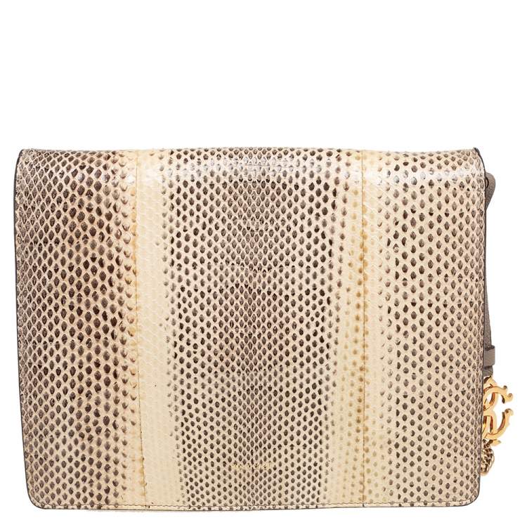 Pre Owned Roberto Cavalli Brown/Beige Snakeskin Crossbody Bag