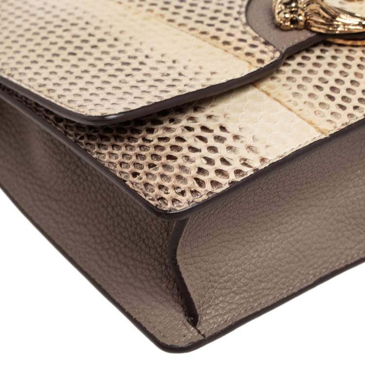 Pre Owned Roberto Cavalli Brown/Beige Snakeskin Crossbody Bag